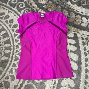 Nike Dri Fit Y Shirt Women Small Short Sleeve Purple Color V Neck Spandex